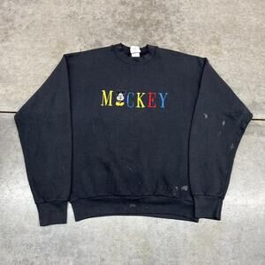 vintage mickey mouse disney faded black made in usa crewneck size large